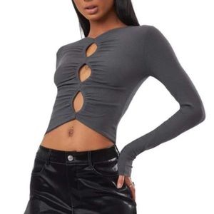 NWT The Kript Sinora Cut Out Crop Top Brown